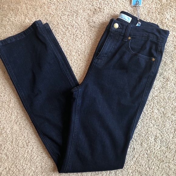 Draper James High waisted boot cut denim Jean pants blue navy 27 28 zip up - Picture 2 of 9